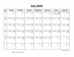Printable July 2025 Calendar with check boxes (horizontal)