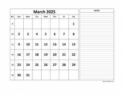 Free Download Printable March 2025 Calendar, large space for ...