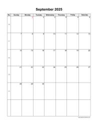 September 2025 Blank Calendar