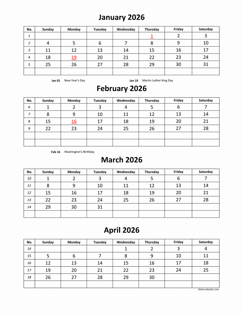 Get Ready For 2026 With Our Printable 4 5 4 Calendar Free Printable 