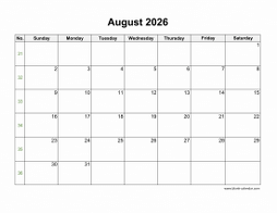 Download August 2026 Blank Calendar with US Holidays (horizontal) Download August 2026 Blank Calendar with US Holidays (horizontal)