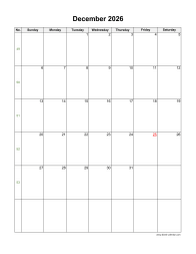 December 2026 Blank Calendar