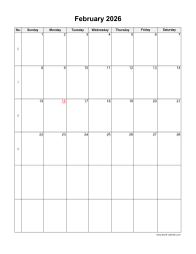 February 2026 Blank Calendar (vertical)