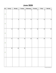June 2026 Blank Calendar