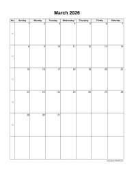 March 2026 Blank Calendar
