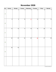 November 2026 Blank Calendar