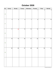 October 2026 Blank Calendar