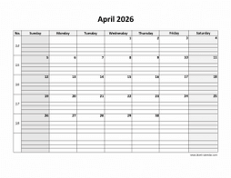 Free Download Printable April 2026 Calendar, large box grid, space for ...