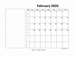 Free Download Printable February 2026 Calendar, large space for ...