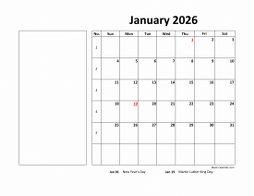 Free Download Printable January 2026 Calendar, large font design ...