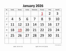 January 2026 Printable Calendars