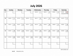 July 2026 printable calendar with check boxes