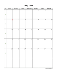 July 2027 Blank Calendar (vertical)