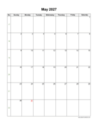 May 2027 Blank Calendar (vertical)