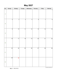 May 2027 Blank Calendar (US Holidays, vertical)