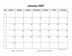 Blank Calendar 2027 (12 pages, horizontal)