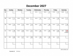 Printable December 2027 Calendar with check boxes (horizontal)