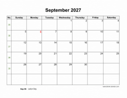 September 2027 blank calendar (horizontal)