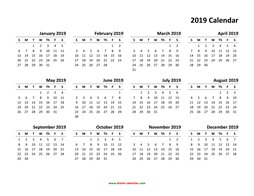 yearly calendar 2019 template 01