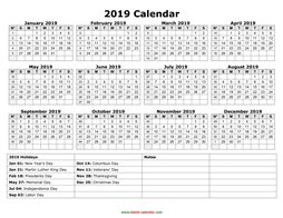 yearly calendar 2019 template 02