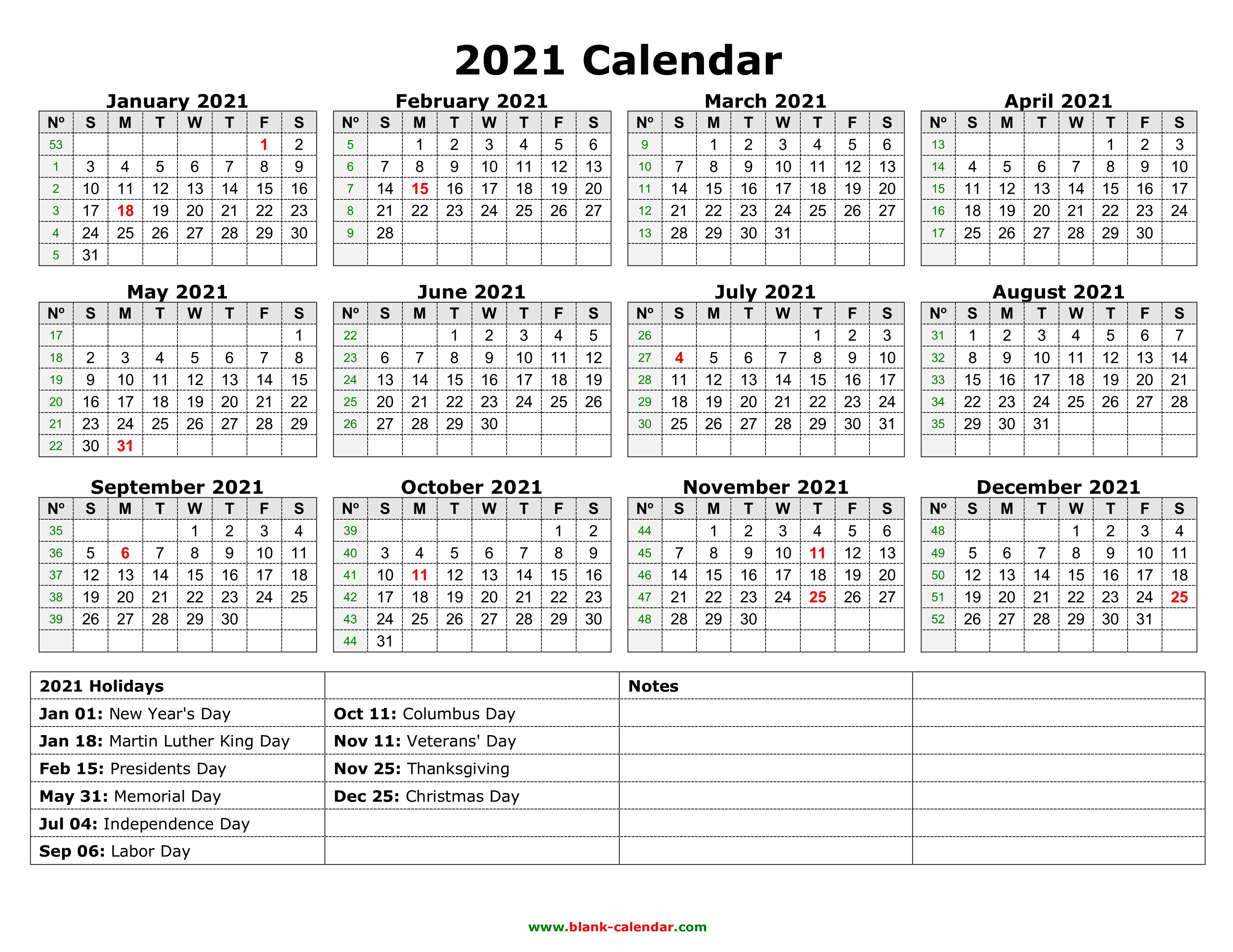Free 2021 Yearly Calender Template : 2021 year calendar ...