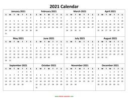 Yearly Calendar 2021 | Free Download and Print