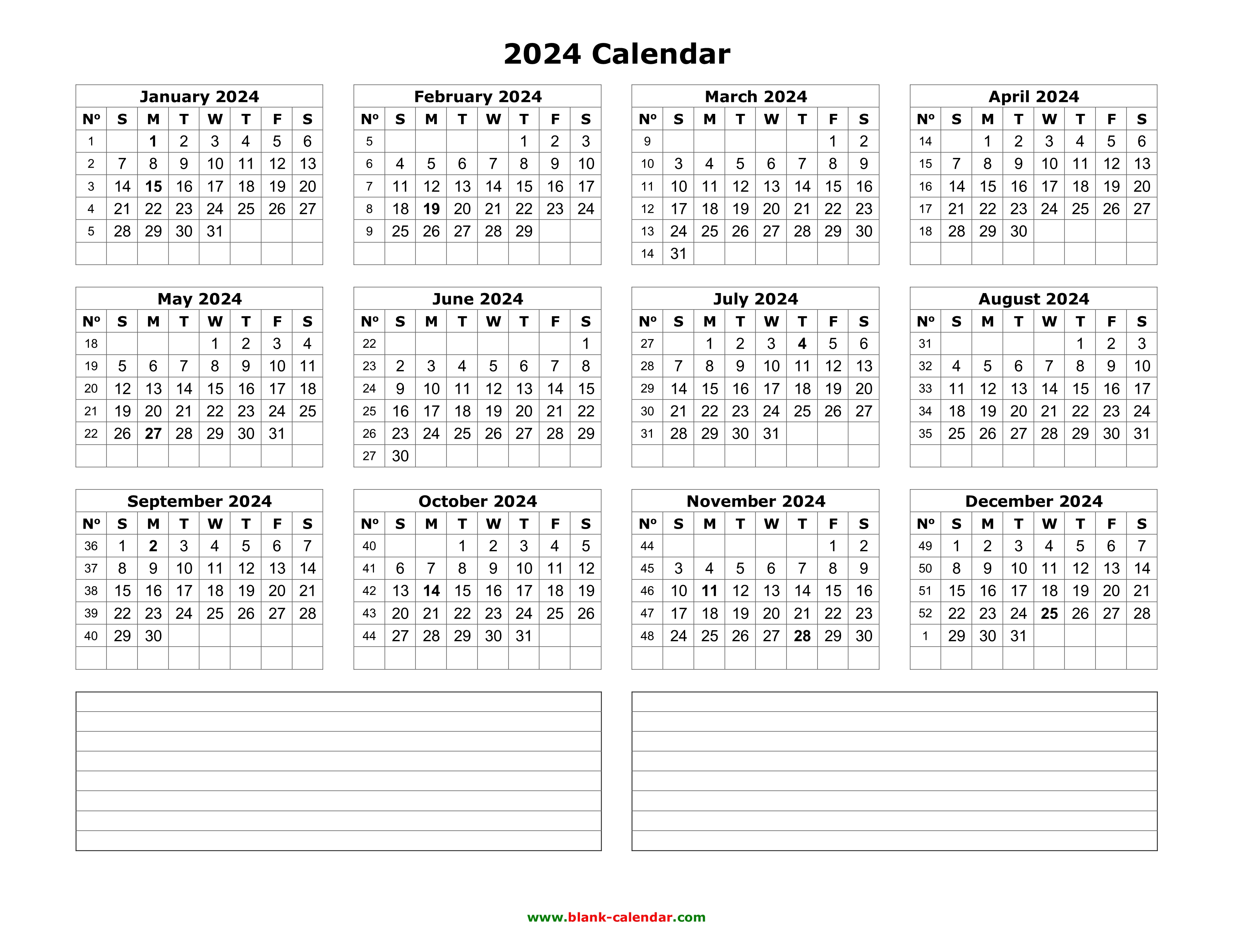 2024 calendar templates and images - 2024 yearly calendar blank minimal ...