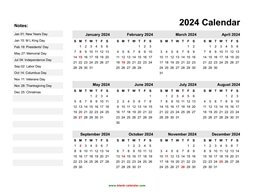 Yearly Calendar 2024 | Free Download and Print